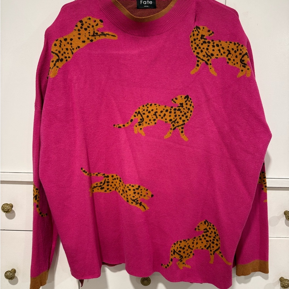 Fate Fuchsia Sweater with Cheetah Design